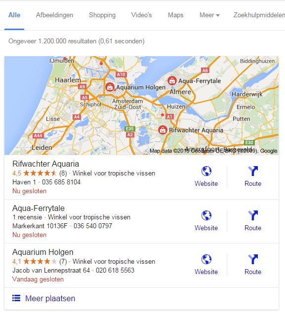 Lokale zoekopdrachten in Google